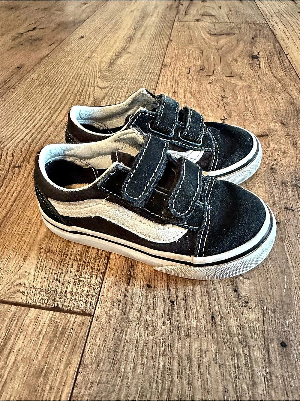 Vans Old Skool Black White Velcro Low Top Sneakers Toddler Size 7